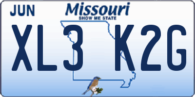 MO license plate XL3K2G