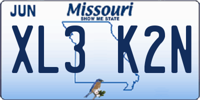 MO license plate XL3K2N