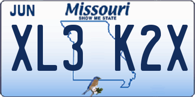 MO license plate XL3K2X