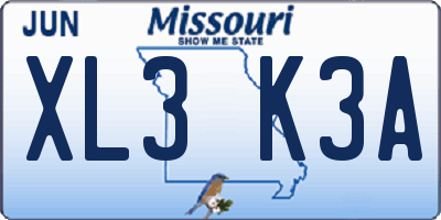 MO license plate XL3K3A