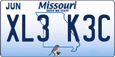 MO license plate XL3K3C