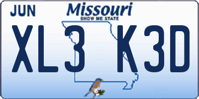 MO license plate XL3K3D