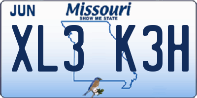MO license plate XL3K3H
