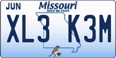 MO license plate XL3K3M