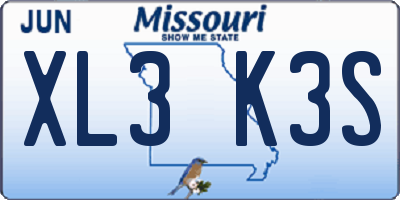 MO license plate XL3K3S