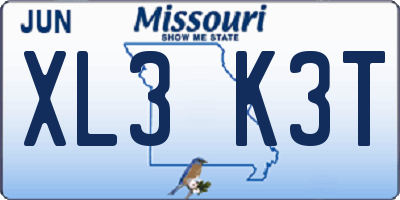 MO license plate XL3K3T