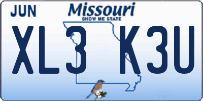 MO license plate XL3K3U