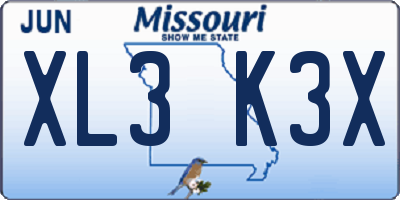 MO license plate XL3K3X