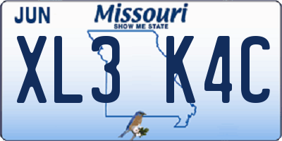 MO license plate XL3K4C