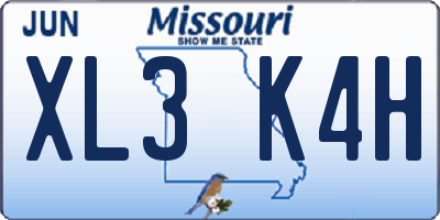 MO license plate XL3K4H