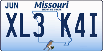 MO license plate XL3K4I