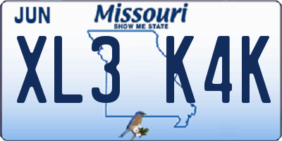 MO license plate XL3K4K