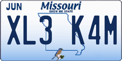 MO license plate XL3K4M