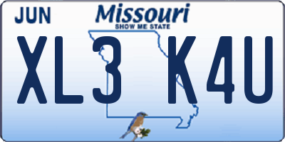 MO license plate XL3K4U