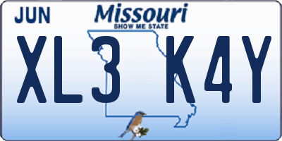MO license plate XL3K4Y