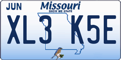 MO license plate XL3K5E