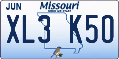 MO license plate XL3K5O