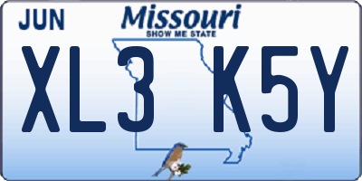 MO license plate XL3K5Y