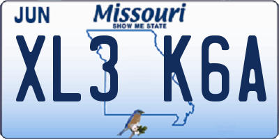 MO license plate XL3K6A