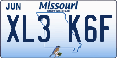 MO license plate XL3K6F
