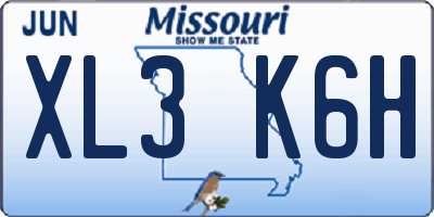MO license plate XL3K6H