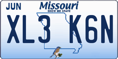 MO license plate XL3K6N