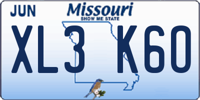 MO license plate XL3K6O