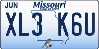 MO license plate XL3K6U