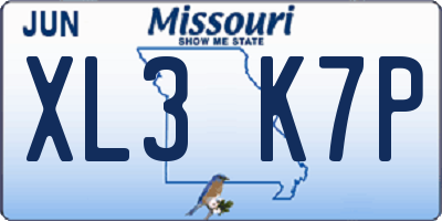 MO license plate XL3K7P