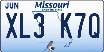 MO license plate XL3K7Q