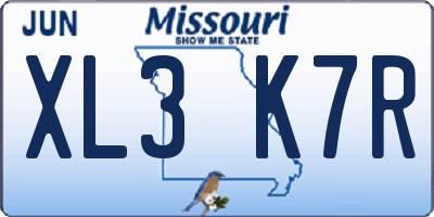 MO license plate XL3K7R