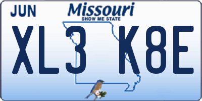 MO license plate XL3K8E
