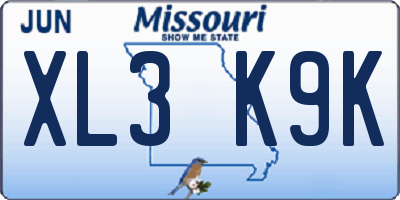 MO license plate XL3K9K
