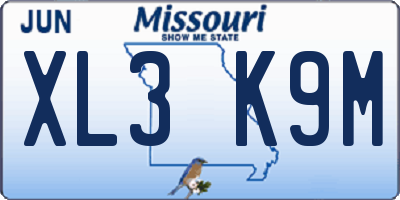 MO license plate XL3K9M