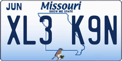 MO license plate XL3K9N
