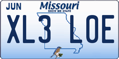 MO license plate XL3L0E
