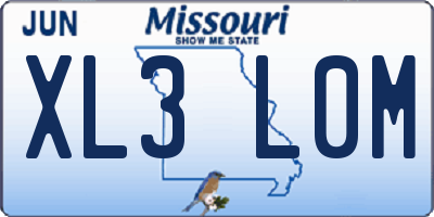 MO license plate XL3L0M