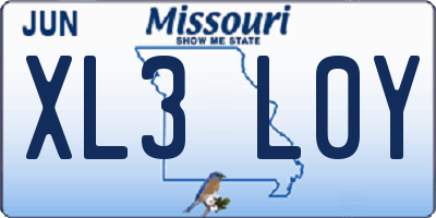 MO license plate XL3L0Y