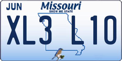 MO license plate XL3L1O