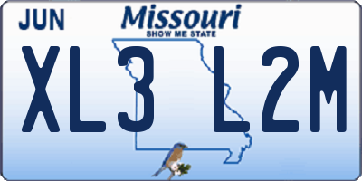MO license plate XL3L2M