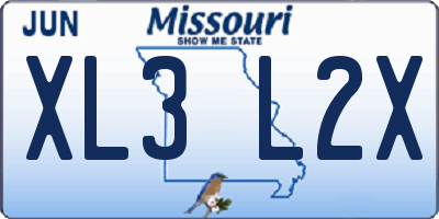 MO license plate XL3L2X