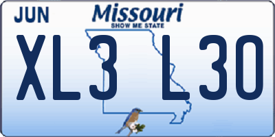 MO license plate XL3L3O