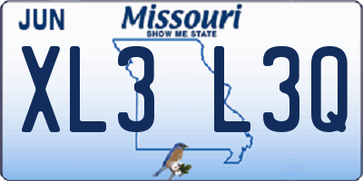 MO license plate XL3L3Q