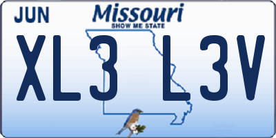 MO license plate XL3L3V