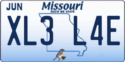 MO license plate XL3L4E