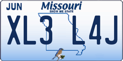 MO license plate XL3L4J