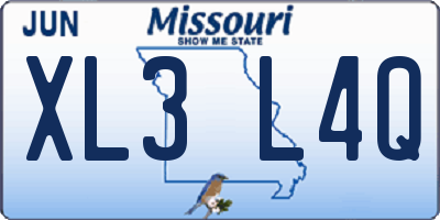 MO license plate XL3L4Q