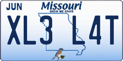 MO license plate XL3L4T