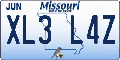 MO license plate XL3L4Z