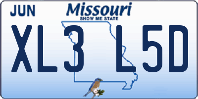 MO license plate XL3L5D